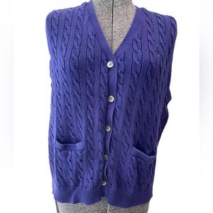 Ralph Lauren 1990s ladies purple cotton cable knit sweater vest-size medium/see